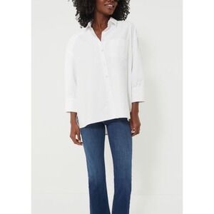 POMANDER PLACE White Oxford Adair Boyfriend Oversized Button Down Shirt S